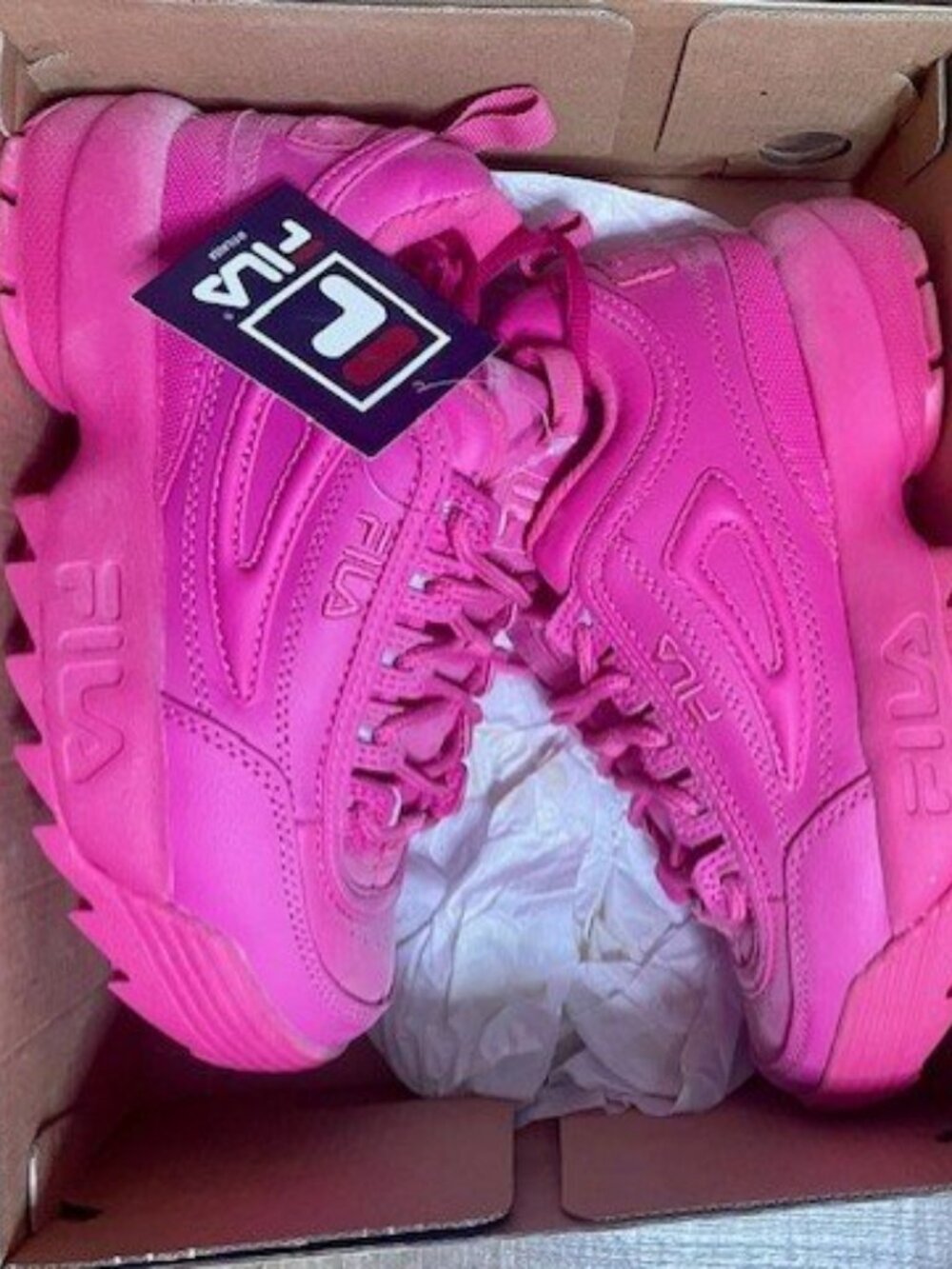 FILA Disruptor II Hot Pink Sneakers NWT | Women's 6-6.5/Kids 4.5
